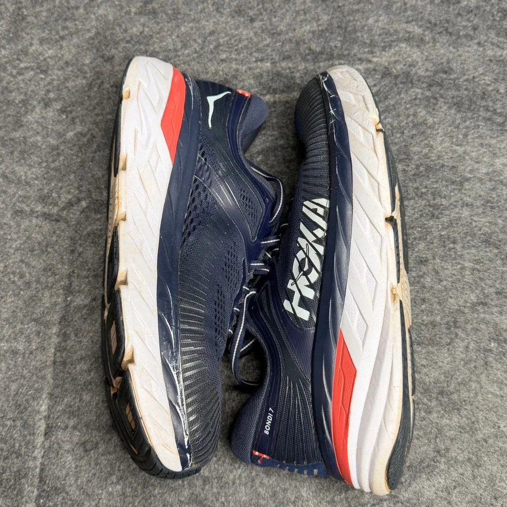 Hoka One One Bondi 7 Womens Navy Blue‎ Coral Running Shoes Sneakers 1110519